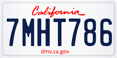 CA license plate 7MHT786