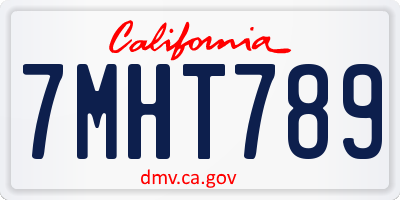 CA license plate 7MHT789