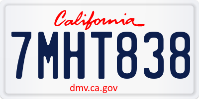 CA license plate 7MHT838