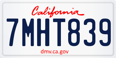 CA license plate 7MHT839