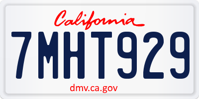 CA license plate 7MHT929