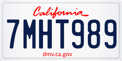 CA license plate 7MHT989