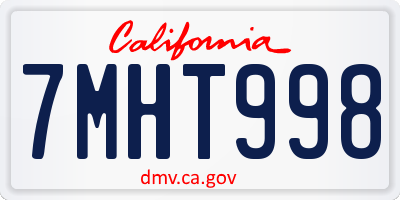 CA license plate 7MHT998