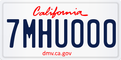 CA license plate 7MHU000