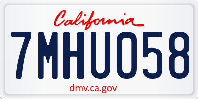 CA license plate 7MHU058