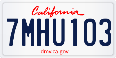 CA license plate 7MHU103