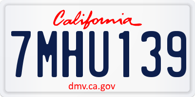 CA license plate 7MHU139