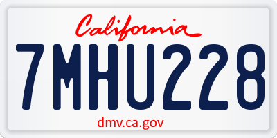 CA license plate 7MHU228