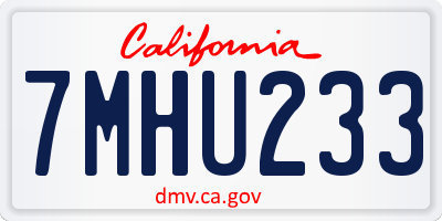 CA license plate 7MHU233