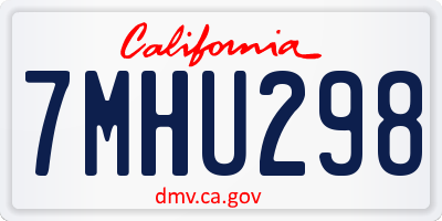 CA license plate 7MHU298