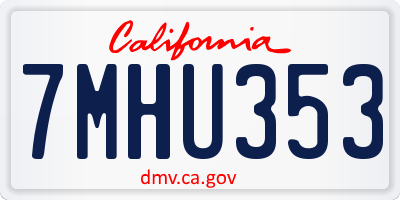 CA license plate 7MHU353