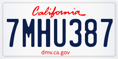CA license plate 7MHU387