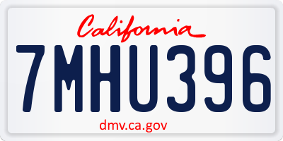 CA license plate 7MHU396