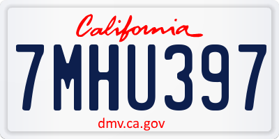 CA license plate 7MHU397