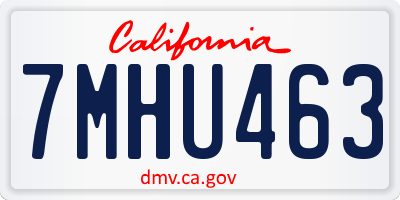 CA license plate 7MHU463