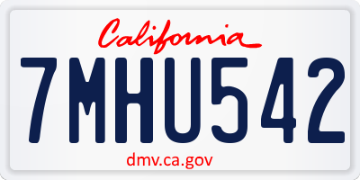 CA license plate 7MHU542