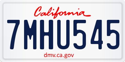 CA license plate 7MHU545