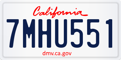 CA license plate 7MHU551