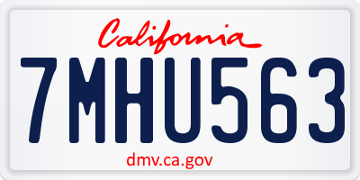 CA license plate 7MHU563