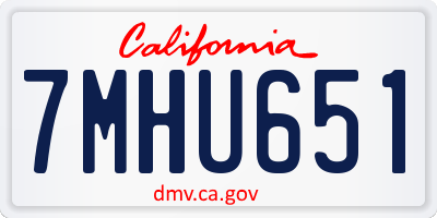 CA license plate 7MHU651