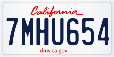 CA license plate 7MHU654