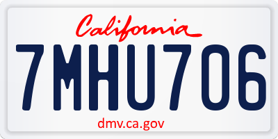 CA license plate 7MHU706