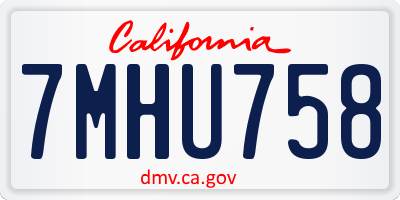 CA license plate 7MHU758