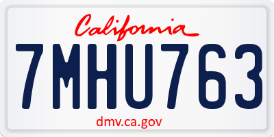 CA license plate 7MHU763