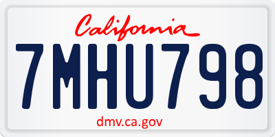 CA license plate 7MHU798