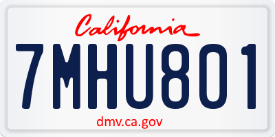 CA license plate 7MHU801