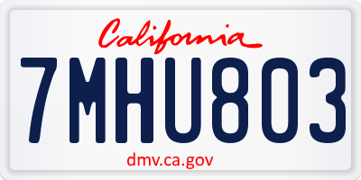 CA license plate 7MHU803