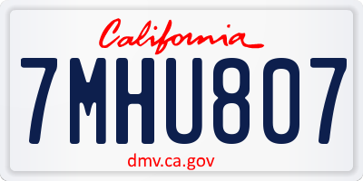 CA license plate 7MHU807