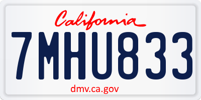 CA license plate 7MHU833