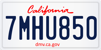CA license plate 7MHU850