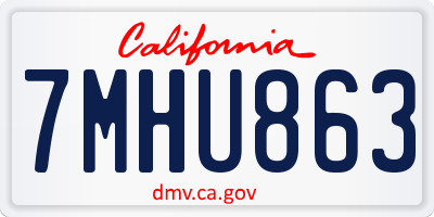 CA license plate 7MHU863