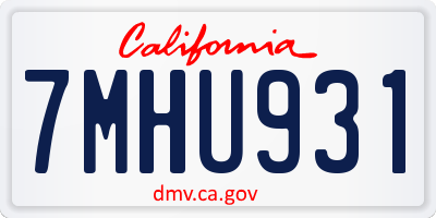 CA license plate 7MHU931