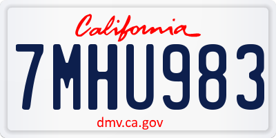 CA license plate 7MHU983