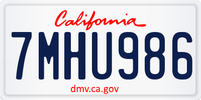 CA license plate 7MHU986