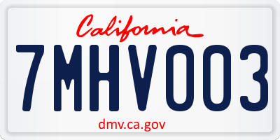 CA license plate 7MHV003