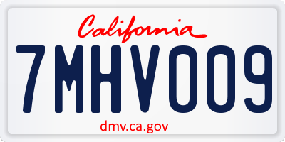 CA license plate 7MHV009
