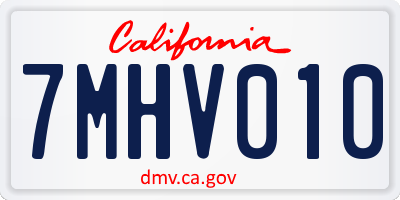 CA license plate 7MHV010