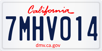 CA license plate 7MHV014