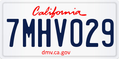 CA license plate 7MHV029