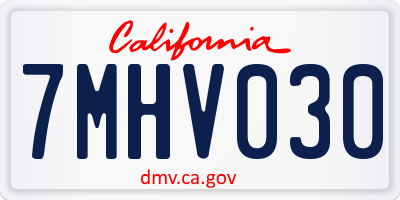 CA license plate 7MHV030