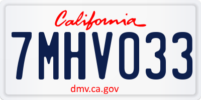 CA license plate 7MHV033