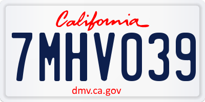 CA license plate 7MHV039