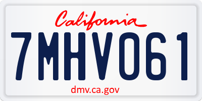 CA license plate 7MHV061