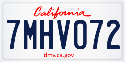 CA license plate 7MHV072