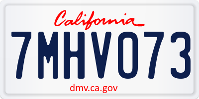 CA license plate 7MHV073