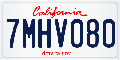 CA license plate 7MHV080